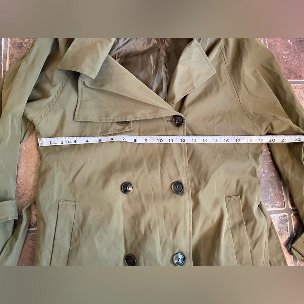 NWT Petal & Pup Olive Green Belted Double Breasted Trench Coat Size XS - Picture 11 of 14